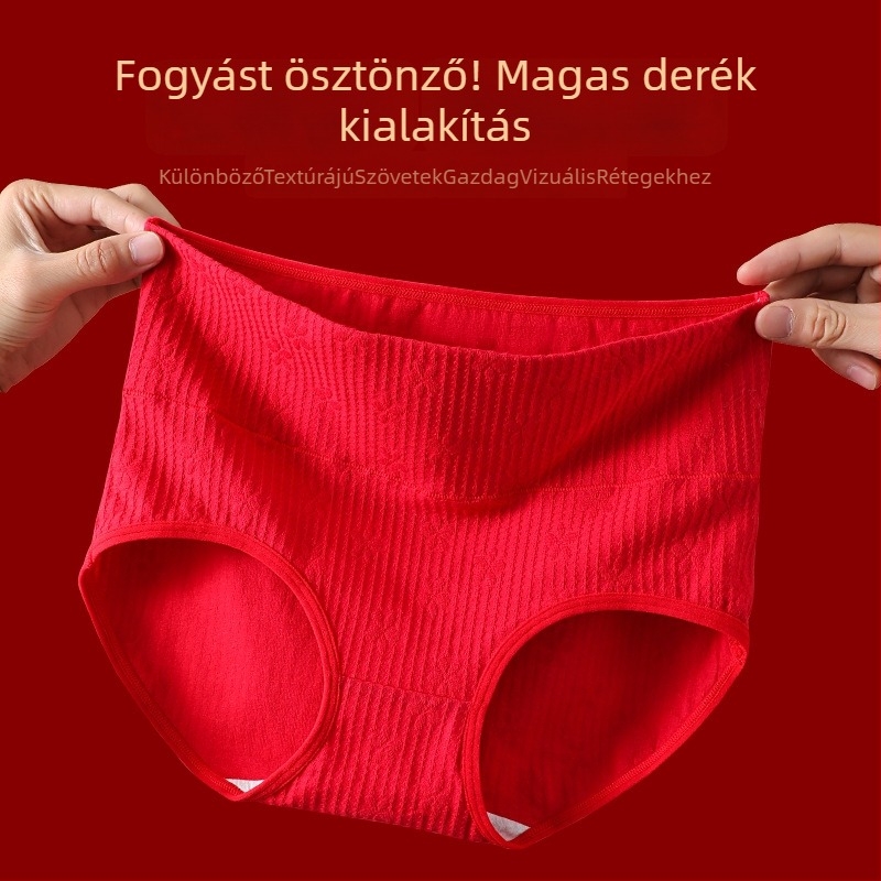 Női magas derekú pamut bugyi, lélegzők és antibakteriálisak, 100% pamut alsóbetét, egyszínű vagy virágos mintával