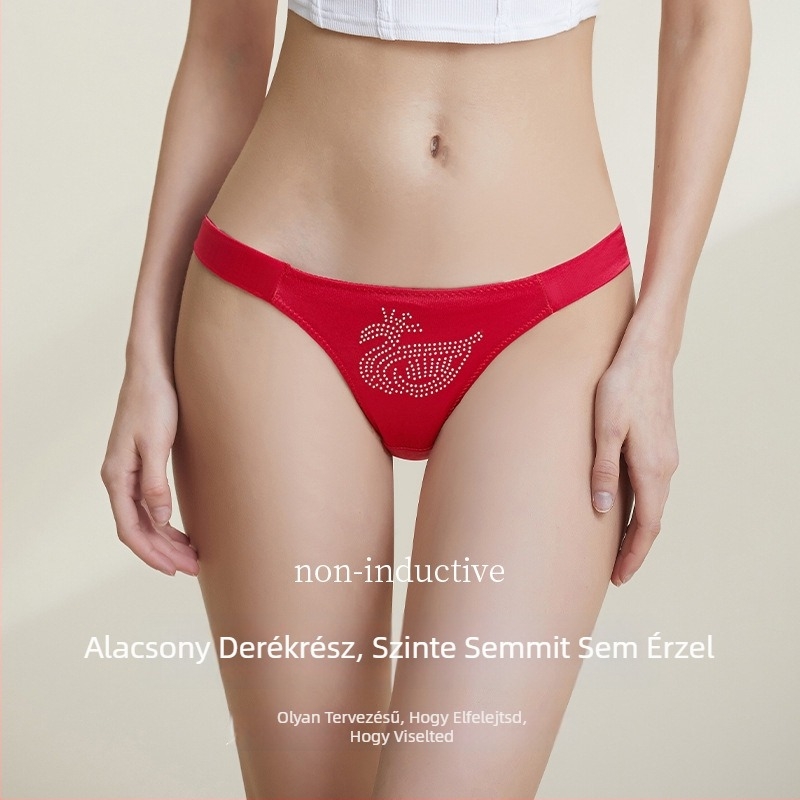 Női alacsony derekú bikini alsó Skull mintával, Ice Silk anyag, 80–90% nylon, ágyékhatlan 50–70% pamut, légáteresztő, nyom nélküli