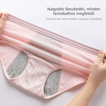 Pamut női menstruációs bugyi, szivárgás elleni védelem, csíkos fazon, középmagas derék