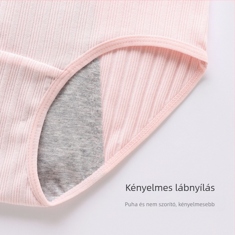 Pamut női menstruációs bugyi, szivárgás elleni védelem, csíkos fazon, középmagas derék