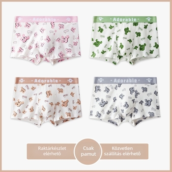 Pink gun antibakteriális férfi pamut boxer brief – anime minta, középmagas derekú