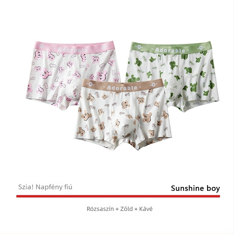 Pink gun antibakteriális férfi pamut boxer brief – anime minta, középmagas derekú