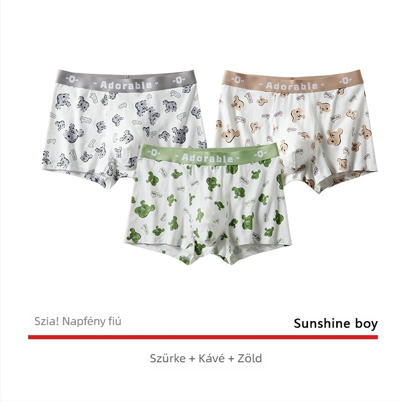 Pink gun antibakteriális férfi pamut boxer brief – anime minta, középmagas derekú