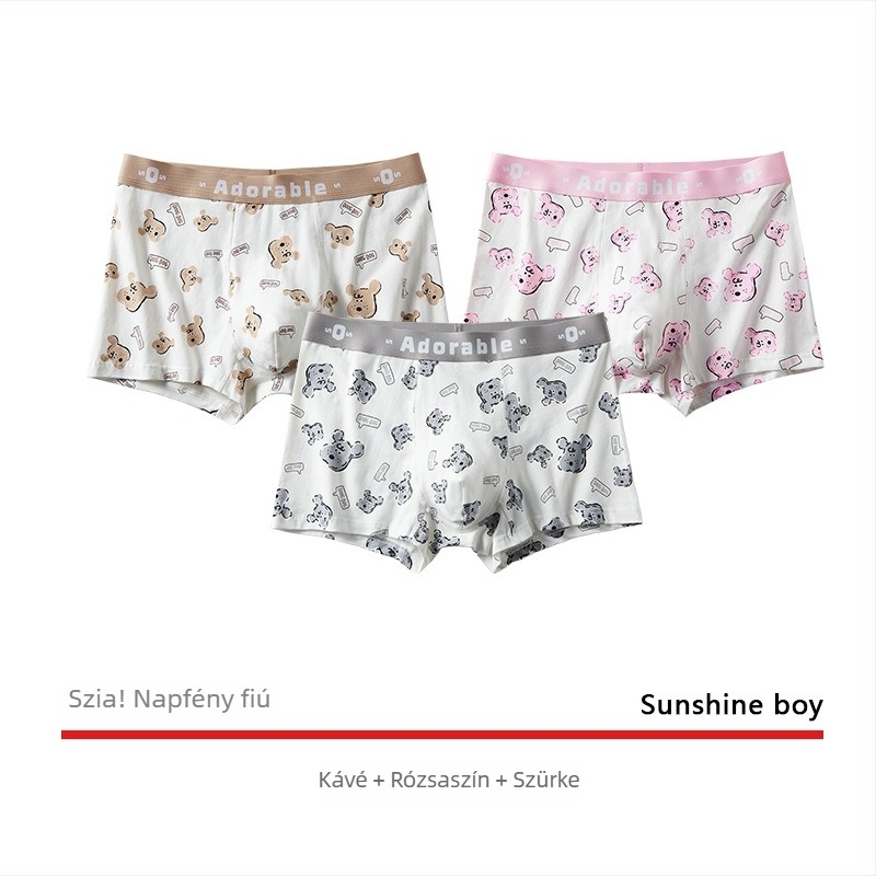 Pink gun antibakteriális férfi pamut boxer brief – anime minta, középmagas derekú