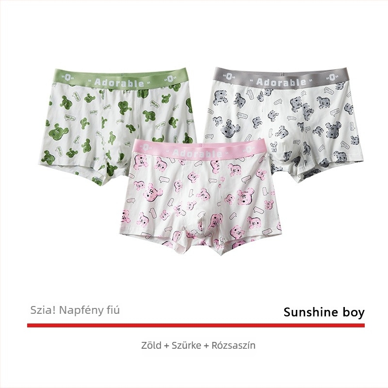 Pink gun antibakteriális férfi pamut boxer brief – anime minta, középmagas derekú