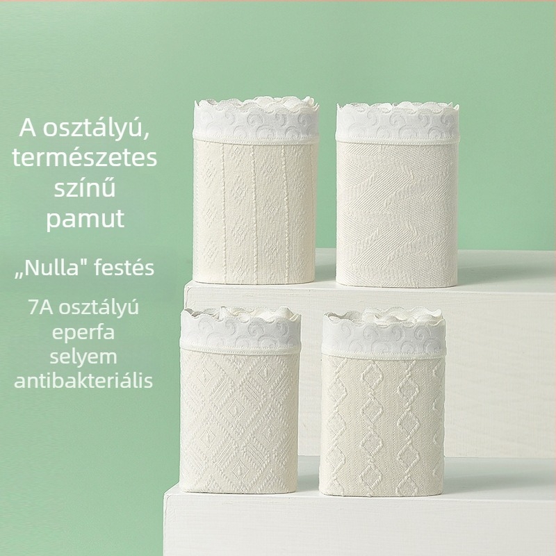 Női alsónemű, színezékmentes, A osztály, egyszínű pamut, középmagas deréktáji, nagy méret, antibakteriális, belső mulberry selyem bélés