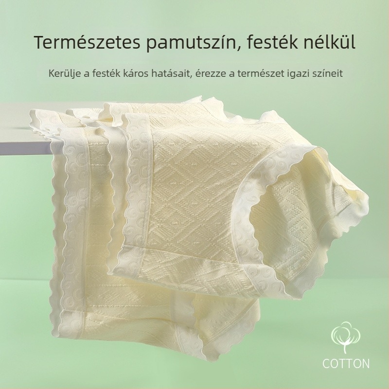 Női alsónemű, színezékmentes, A osztály, egyszínű pamut, középmagas deréktáji, nagy méret, antibakteriális, belső mulberry selyem bélés