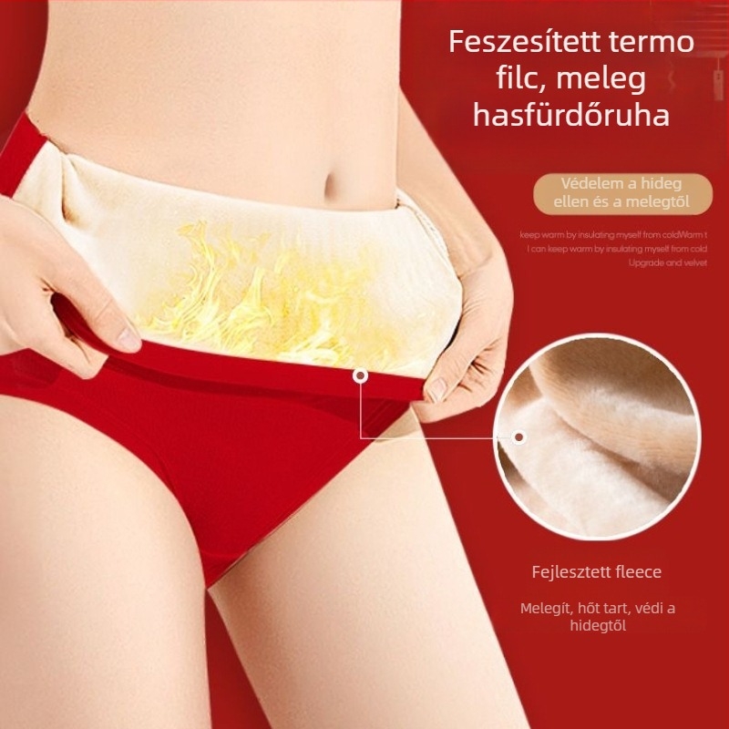 Női pamutból készült magas derekú alsónemű fleece-béléssel, melegen tart és haskontrollt, fenékemelést biztosít