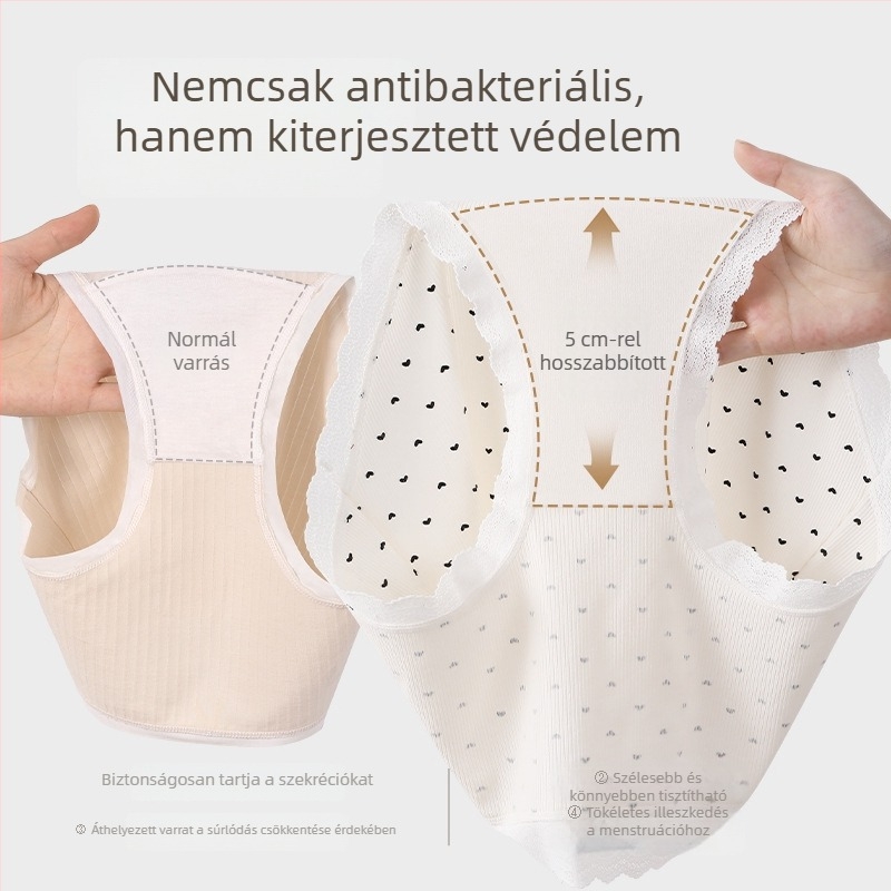 Magas derekú pamut női alsónemű Mulberry selyem intim részen belső tömés, antibakteriális, szív mintás