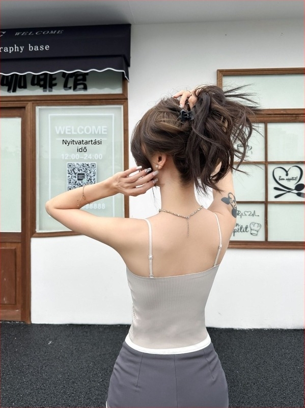 Camisole Tube Top pántokkal - Ice Silk, Nylon 80–90% / Spandex 30–50%, Középső hossz