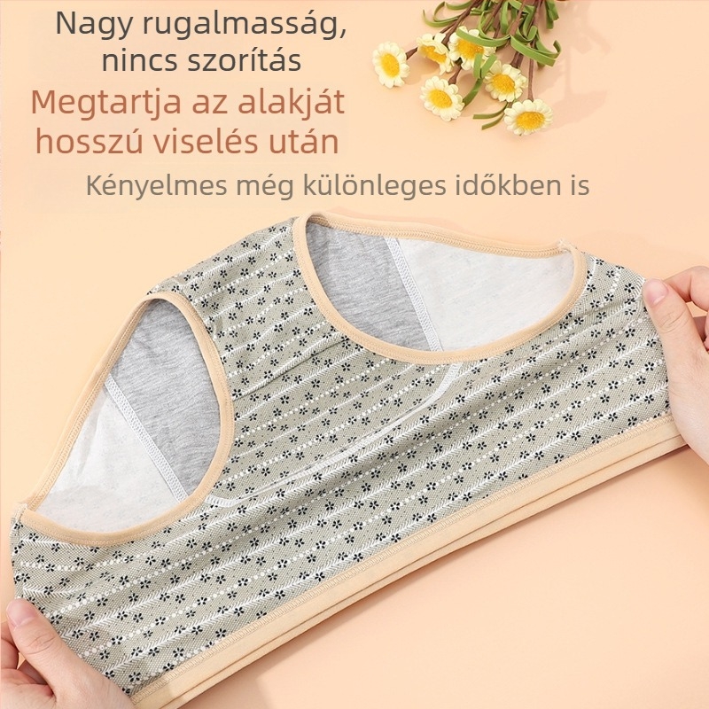 Női pamut alsónemű menstruáció idejére, szivárgás elleni védelem, középmagas derék, virágos mintázat, alvás közbeni kényelem