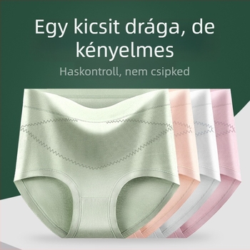 Plusz méretű női alsónemű, magas derék, széles elasztikus derékrész, varrat nélküli, hasformázó, kényelmes és lélegző pamut