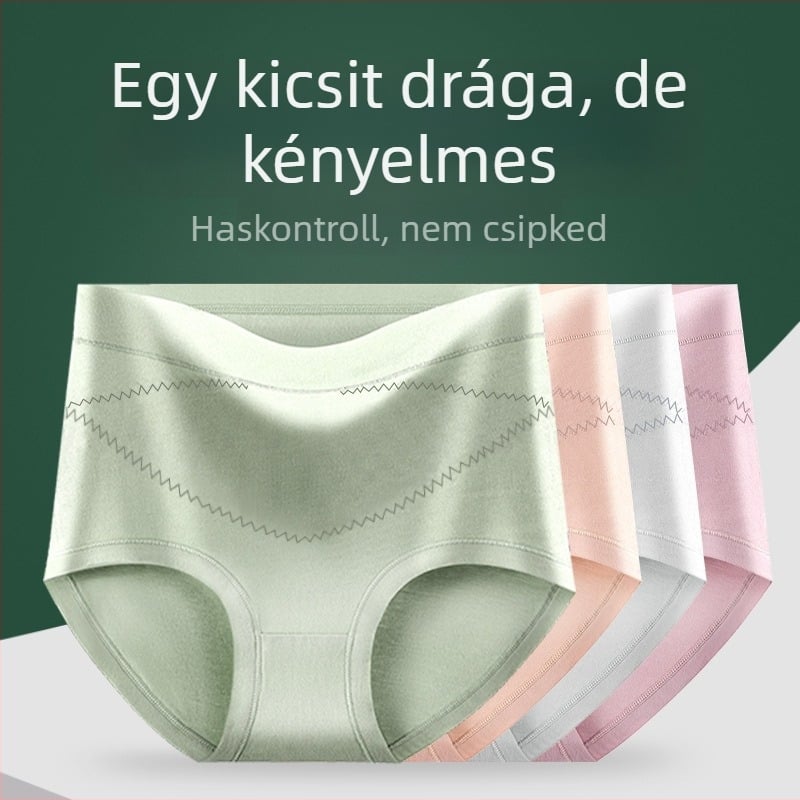 Plusz méretű női alsónemű, magas derék, széles elasztikus derékrész, varrat nélküli, hasformázó, kényelmes és lélegző pamut