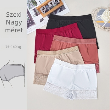 Női boxernadrág jégselyem-nailonból csipkével, magas derekú, pamut bélés
