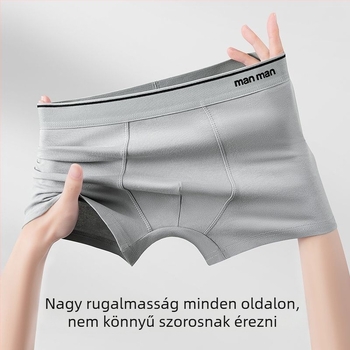 Férfi pamut boxer rövidnadrág, antibakteriális, lélegző, középmagas derekú, nagy méret