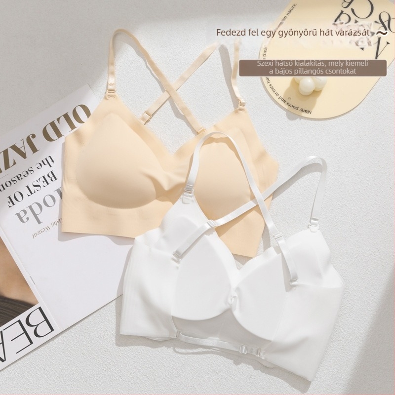 Nylon seamless hát nélküli melltartó, állítható vállpántokkal, 3/4 kosár