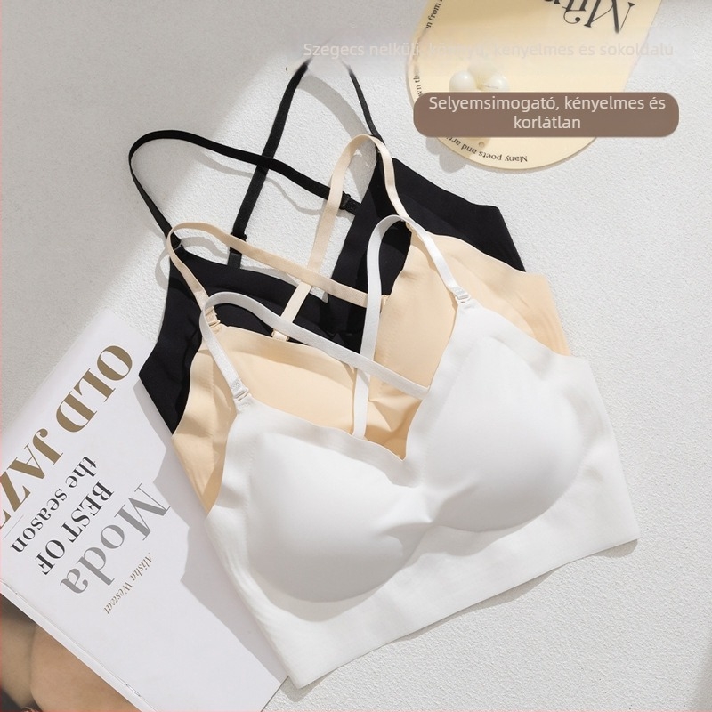 Nylon seamless hát nélküli melltartó, állítható vállpántokkal, 3/4 kosár