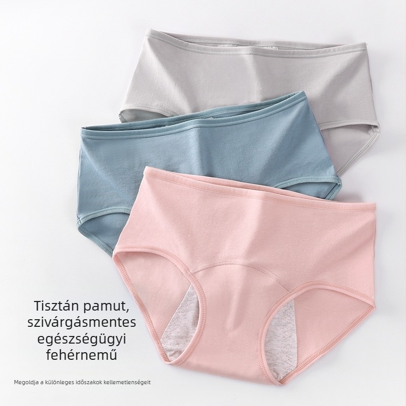 Női menstruációs fehérnemű pamutból, antibakteriális, szivárgásmentes, középmagas derekú