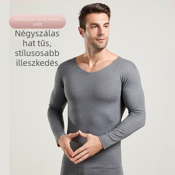 Férfiaknak készült varrás nélküli gyapjú termo készlet antibakteriális védelemmel, fleece-béléssel, vastag, mindkét oldalán bolyhosított felülettel