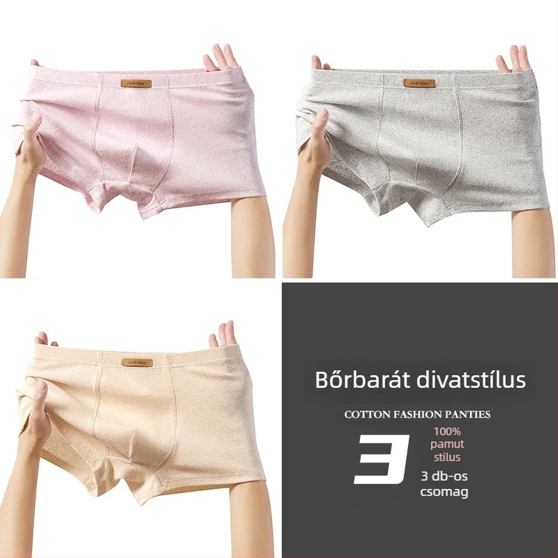 Új férfi egyszínű pamut középmagas derekú, lélegző boxeralsó