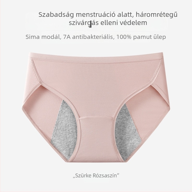 Női Modal menstruációs bugyi, szivárgásmentes, antibakteriális, lélegző, biztonságos és higiénikus