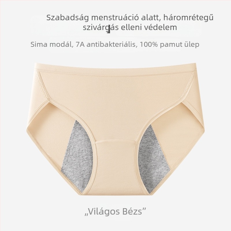 Női Modal menstruációs bugyi, szivárgásmentes, antibakteriális, lélegző, biztonságos és higiénikus