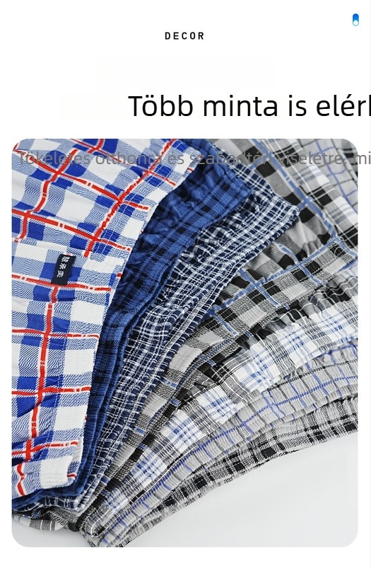 Férfiak számára Arlo boxeralsó, 100% pamut, magas derékkal, laza szabás, vékony anyag, háló- és otthoni viselet, plusz méret