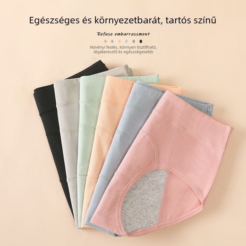 Női pamutból készült magas derekú bugyi menstruációra – szivárgásmentes, higiénikus, plusz méret