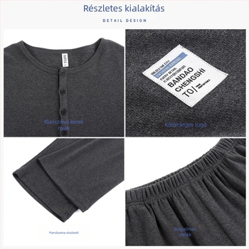 Stretch pamut pizsama – hosszú ujjú felső, nyomtatás, zseb és gombok, antistatikus, antibakteriális, melegen tart