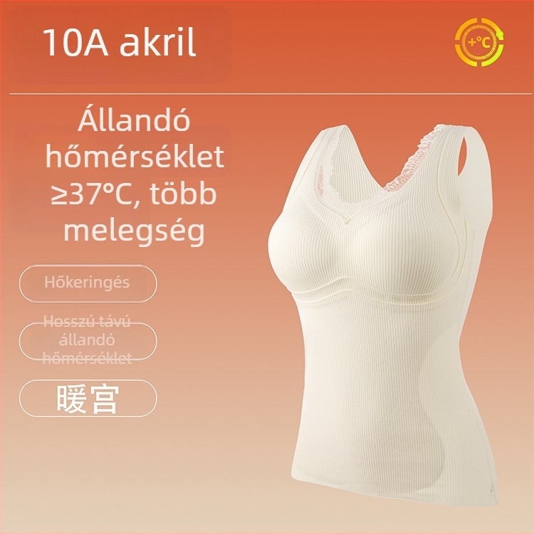 8657 Selyem- és gyapjú béléses mellény, meleg, beépített melltartócsészékkel, kényelmes, karcsú szabású, női belső réteg