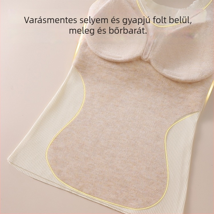 8657 Selyem- és gyapjú béléses mellény, meleg, beépített melltartócsészékkel, kényelmes, karcsú szabású, női belső réteg