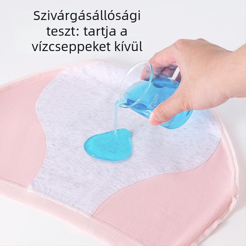 Női menstruációs alsónemű, szivárgásmentes, hosszított ágyékkal, zseb a melegítő párnához, melegen tartja a hasat