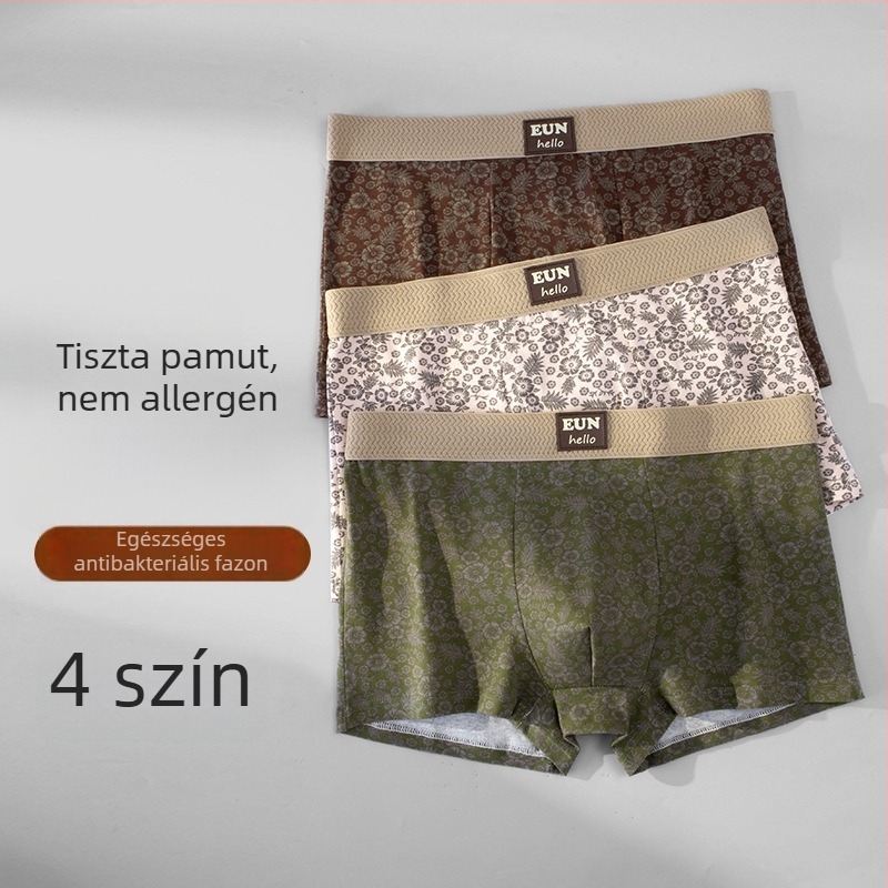 Férfi boxerbrief, lélegző, kötött, fő anyag: pamut, ágyéki bélés: újrahasznosított rost