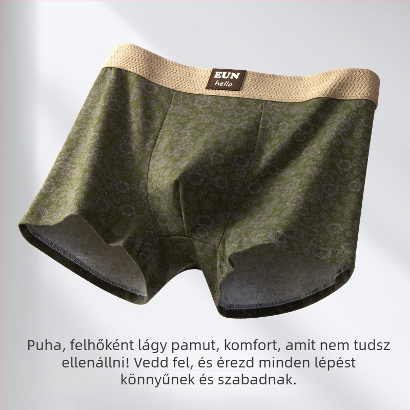 Férfi boxerbrief, lélegző, kötött, fő anyag: pamut, ágyéki bélés: újrahasznosított rost
