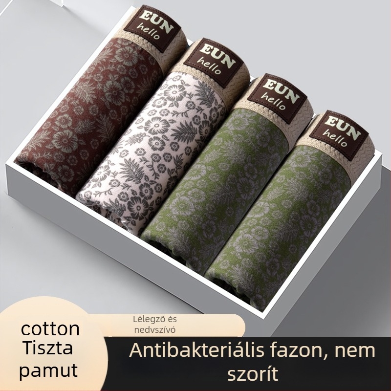 Férfi boxerbrief, lélegző, kötött, fő anyag: pamut, ágyéki bélés: újrahasznosított rost
