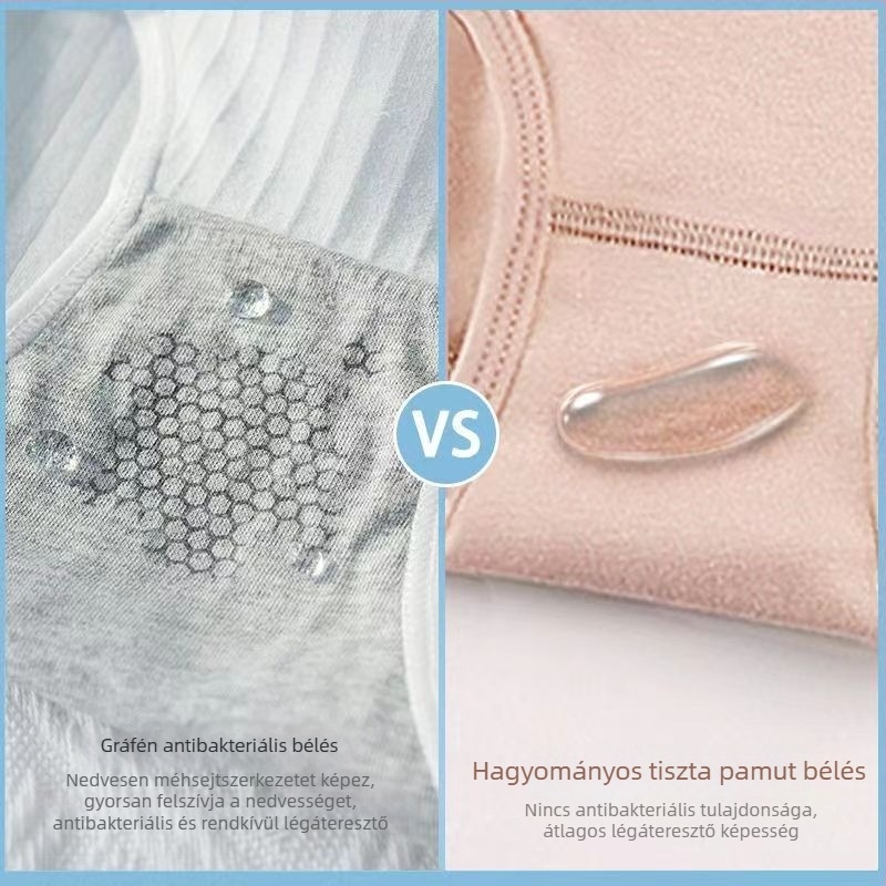 Graphene női pamut fehérnemű antibakteriális, lélegző középmagas derekú, szexi, plusz méret