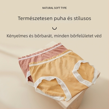 Női pamut alsónemű középmagas derekú, plus méret, puha, lélegző, fenékformázó hatás