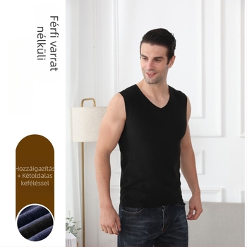 Férfiaknak tervezett V-nyakú termo mellény fleece bélésével, karcsú szabás, melegítő alapréteg