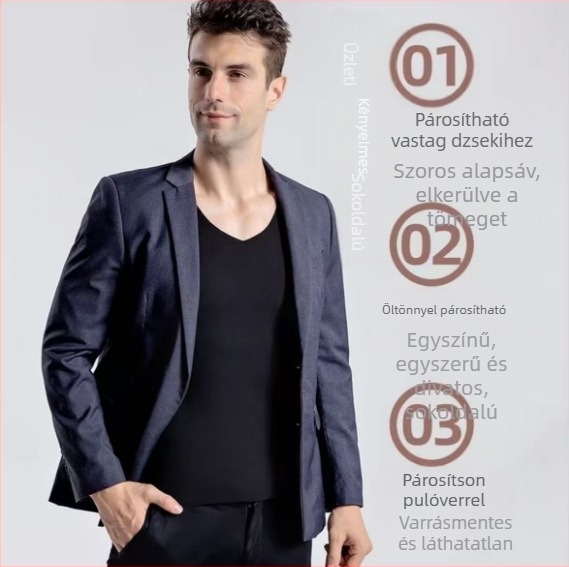 Férfiaknak tervezett V-nyakú termo mellény fleece bélésével, karcsú szabás, melegítő alapréteg
