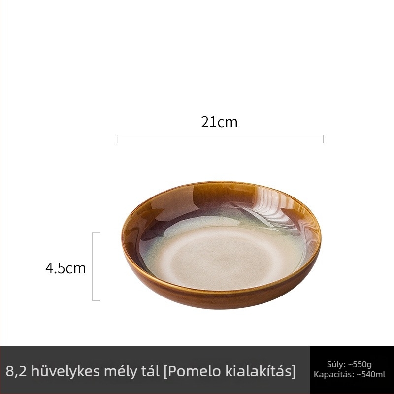 Porcelán kerek tál kemencés mázzal — modern minimalist stílus