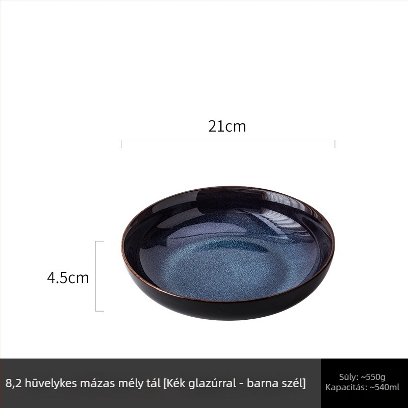 Porcelán kerek tál kemencés mázzal — modern minimalist stílus