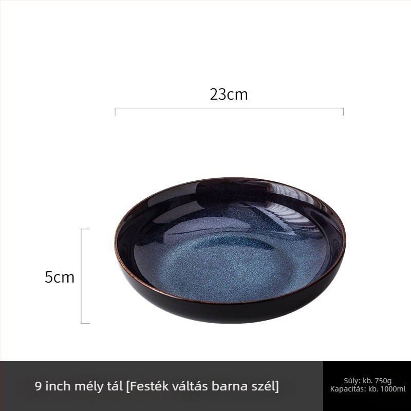 Porcelán kerek tál kemencés mázzal — modern minimalist stílus