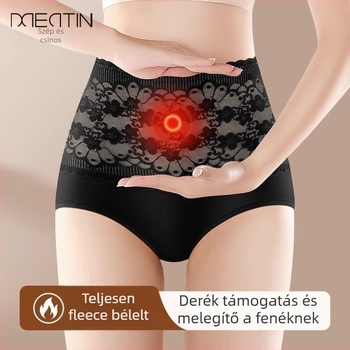 Női pamutból készült fleece-beléssel melegítő alsó, magas derekú, haskontrollal és fenékemeléssel, őszi-téli időszakra