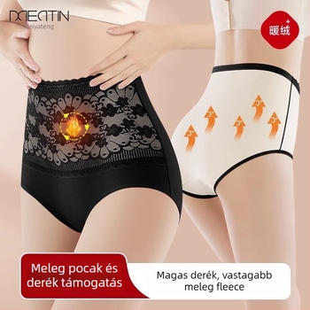 Női pamutból készült fleece-beléssel melegítő alsó, magas derekú, haskontrollal és fenékemeléssel, őszi-téli időszakra