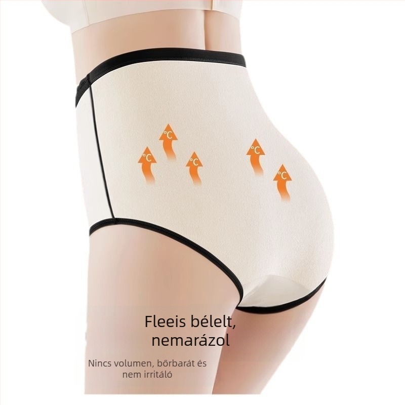 Női pamutból készült fleece-beléssel melegítő alsó, magas derekú, haskontrollal és fenékemeléssel, őszi-téli időszakra