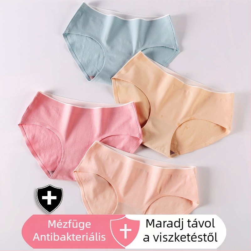 Lányoknak készült pamut alsónemű – varrat nélküli, lélegző, középmagas derekú, 2 darabos készlet
