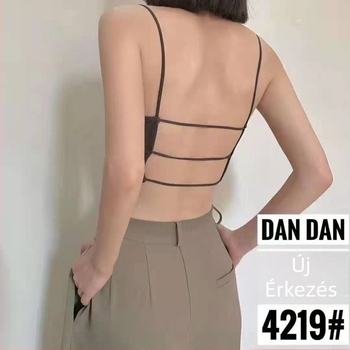 Váll nélküli, nyitott hátú top, formázott 3/4-es kosár, nylon anyag, japán stílus
