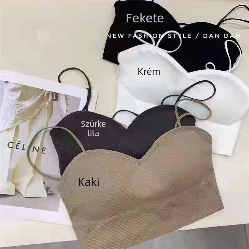 Váll nélküli, nyitott hátú top, formázott 3/4-es kosár, nylon anyag, japán stílus