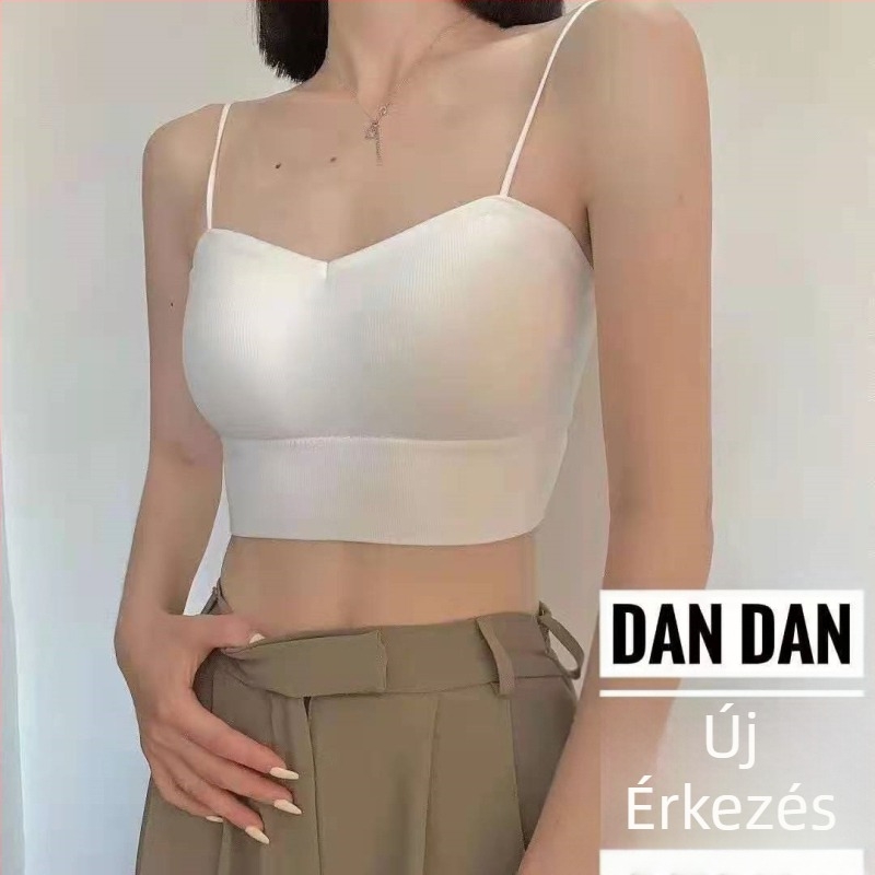 Váll nélküli, nyitott hátú top, formázott 3/4-es kosár, nylon anyag, japán stílus