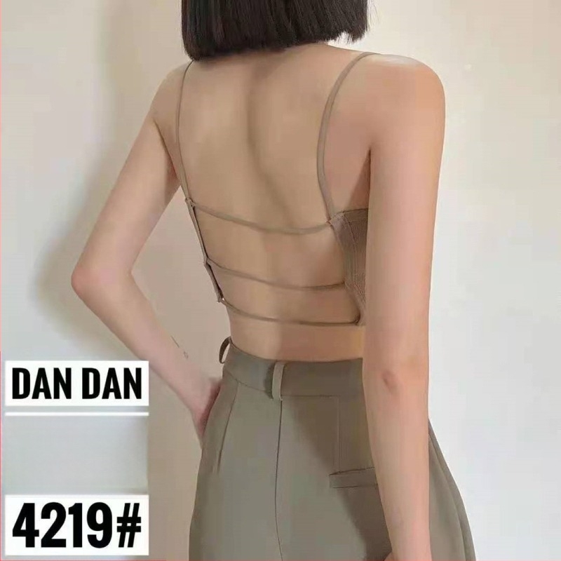 Váll nélküli, nyitott hátú top, formázott 3/4-es kosár, nylon anyag, japán stílus
